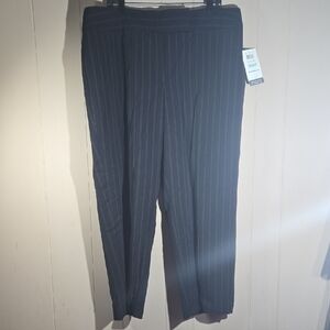Emma James Womens 20WP Petite Stretch  Dark Striped Dress Pants Wide Leg